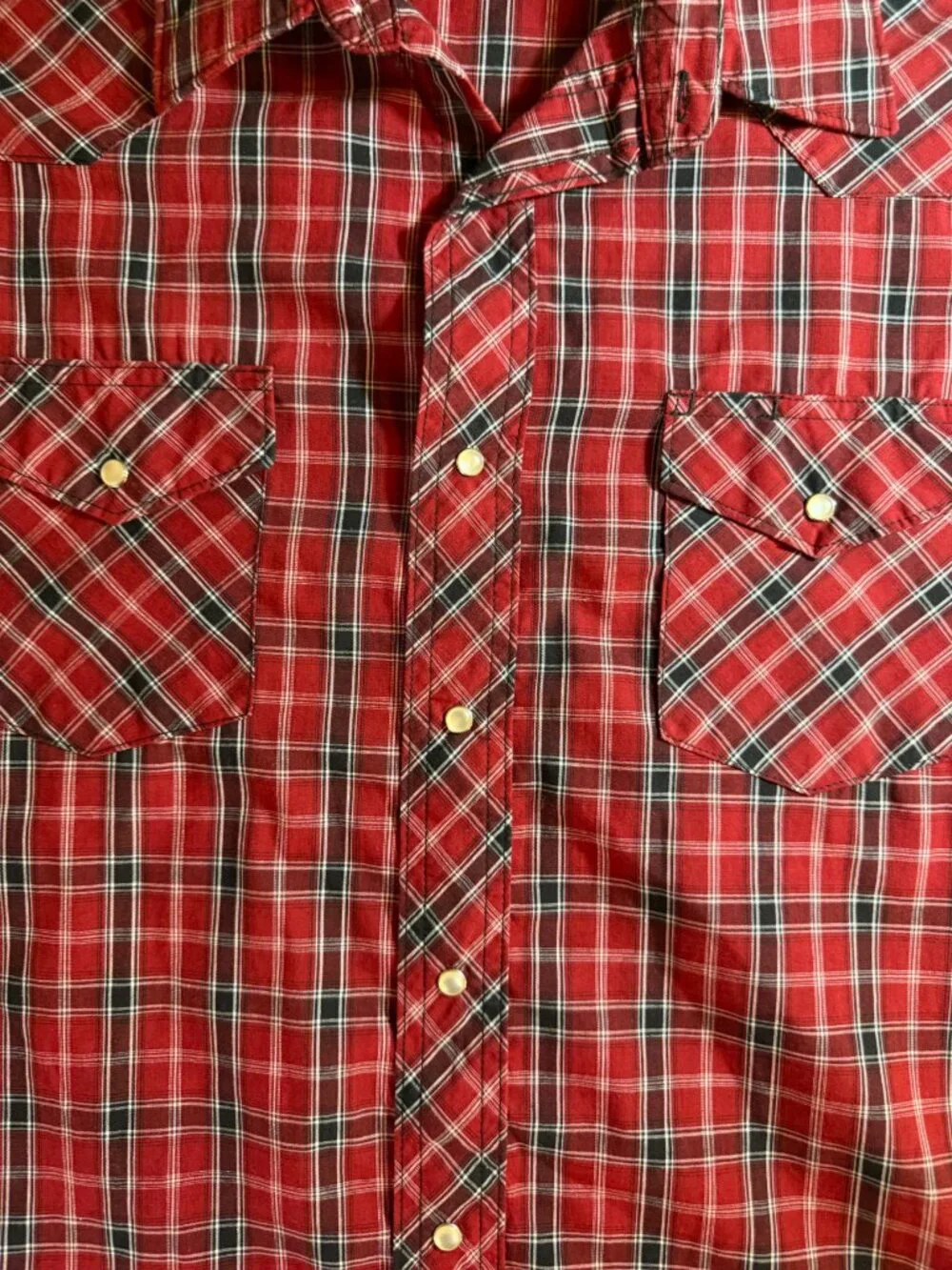 Wrangler Red Plaid Short Sleeve XXL Pearl Snap Western Shirt